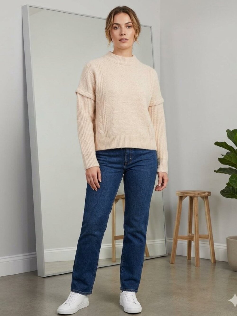 Madewell Kiawah cable crewneck pullover sweater, size S